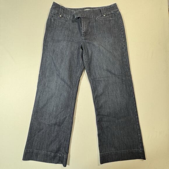 Chico’s Platinum Women’s Size 3 Reg (~16) Wide Leg Jeans Dark Wash Denim Trouser - Picture 1 of 7